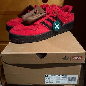 Adidas Marvel Deadpool Rivalry Low Red and Black Sneakers